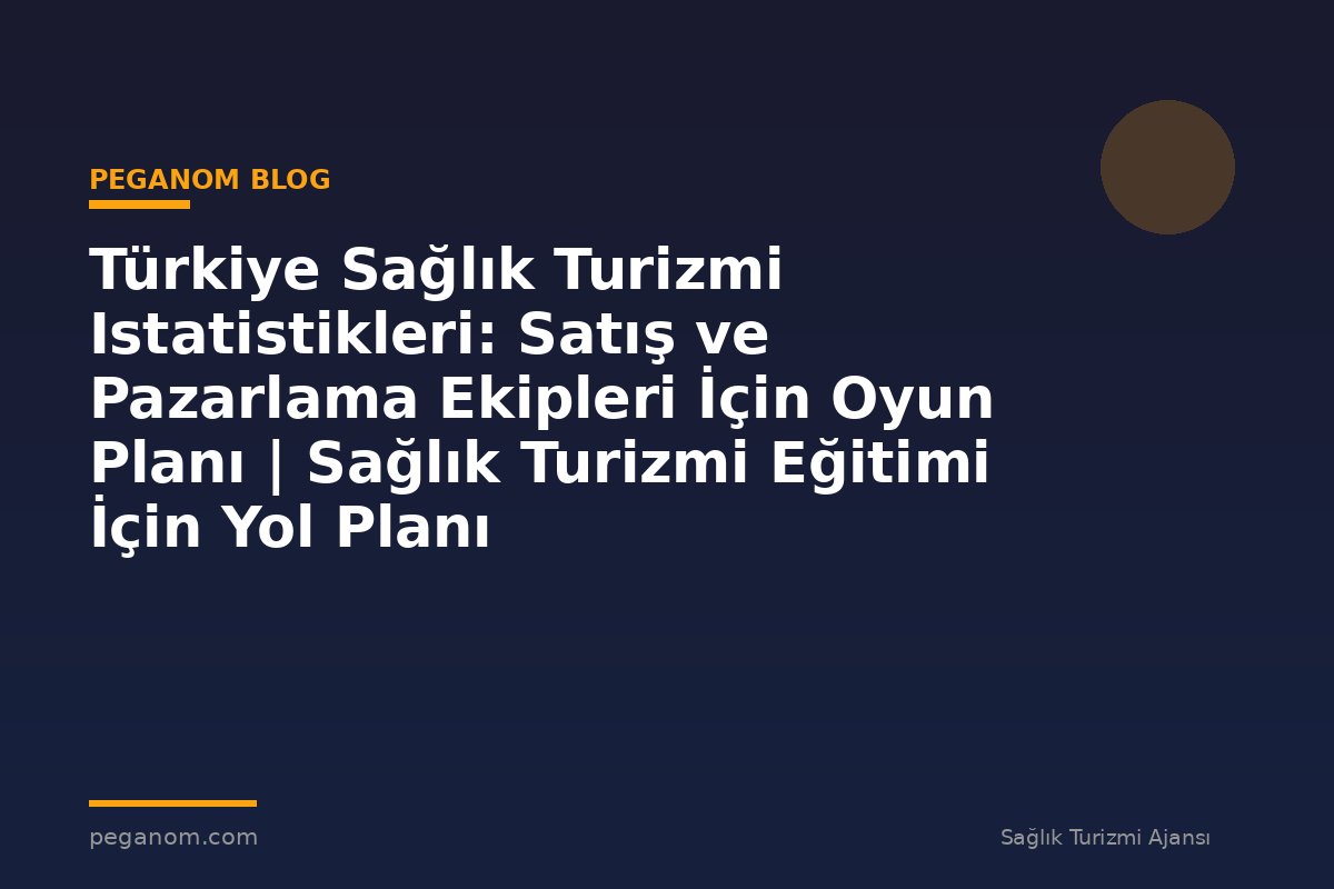 Türkiye Sağlık Turizmi Istatistikleri: Satış ve Pazarlama Ekipleri İçin Oyun Planı | Sağlık Turizmi Eğitimi İçin Yol Planı