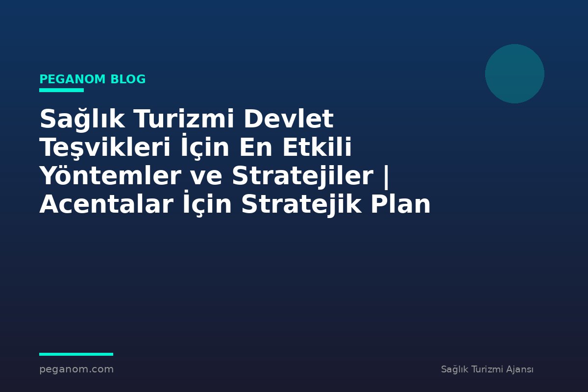 Sağlık Turizmi Devlet Teşvikleri İçin En Etkili Yöntemler ve Stratejiler | Acentalar İçin Stratejik Plan