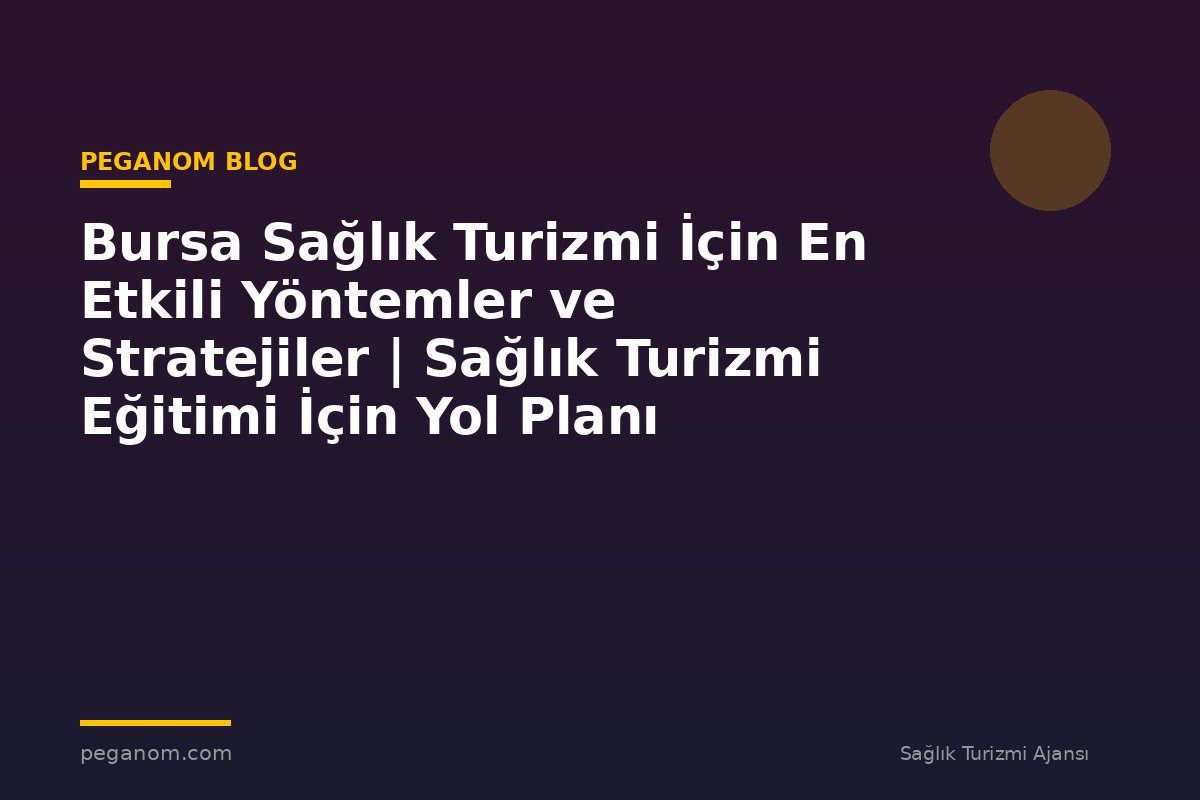 Bursa Sağlık Turizmi İçin En Etkili Yöntemler ve Stratejiler | Sağlık Turizmi Eğitimi İçin Yol Planı