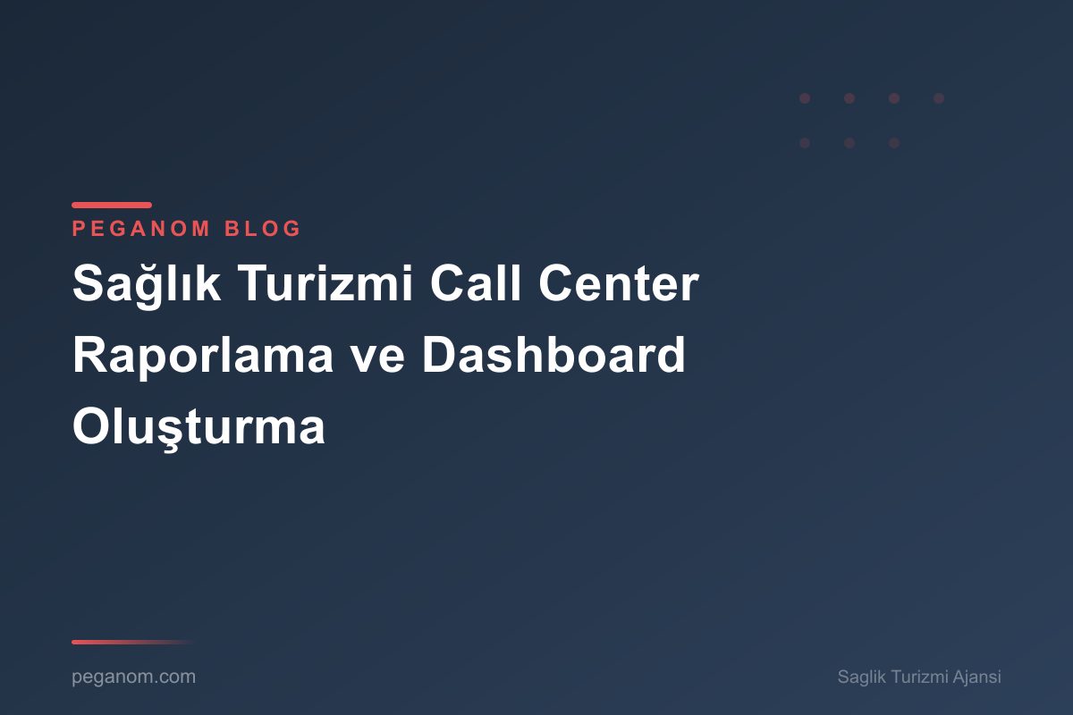 Sağlık Turizmi Call Center Raporlama ve Dashboard Oluşturma