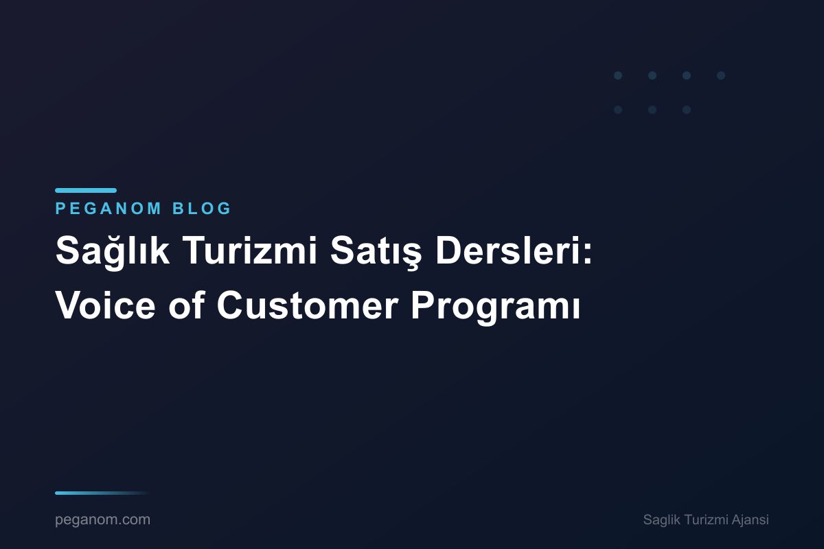 Sağlık Turizmi Satış Dersleri: Voice of Customer Programı