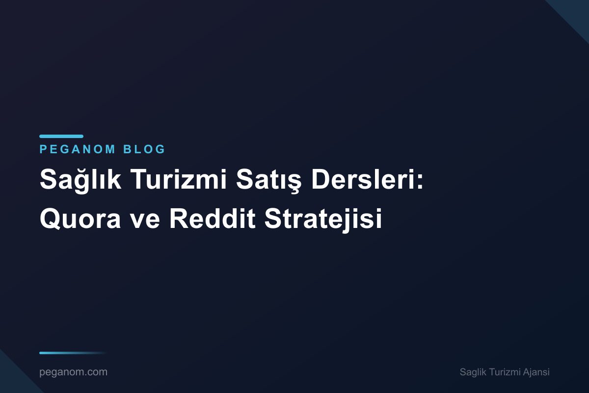 Sağlık Turizmi Satış Dersleri: Quora ve Reddit Stratejisi