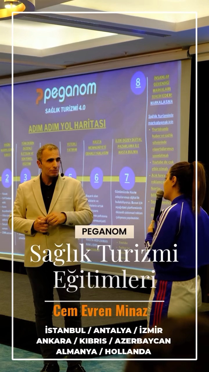 Peganom Sağlık Turizmi Eğitimleri
İstanbul / Antalya / izmir
Ankara / Kıbrıs / Azerbaycan
Almanya / Hollanda

PEGANOM | Sağlık Turizmi Ajansı
https://peganom.com/

Acente, Hastane, Kliniklere Özel
* SAĞLIK TURİZMİ GLOBAL DİJİTAL PAZARLAMA
* SAĞLIK TURİZMİ İLERİ SEVİYE SATIŞ UZMANLIĞI EĞİTİMİ

Youtube Kanalımız:
https://www.youtube.com/cemevrenminaz

Web Sitemiz:
https://peganom.com

İletişim:
Telefon & Whatsapp: 0536 525 84 65

Sosyal Medya Hesaplarımız:
https://www.instagram.com/peganomajans
https://www.facebook.com/peganom
https://www.instagram.com/cemevrenminazofficial/
https://www.facebook.com/cemevrenminaz

#sağlıkturizmitürkiye #sağlıkturizmi