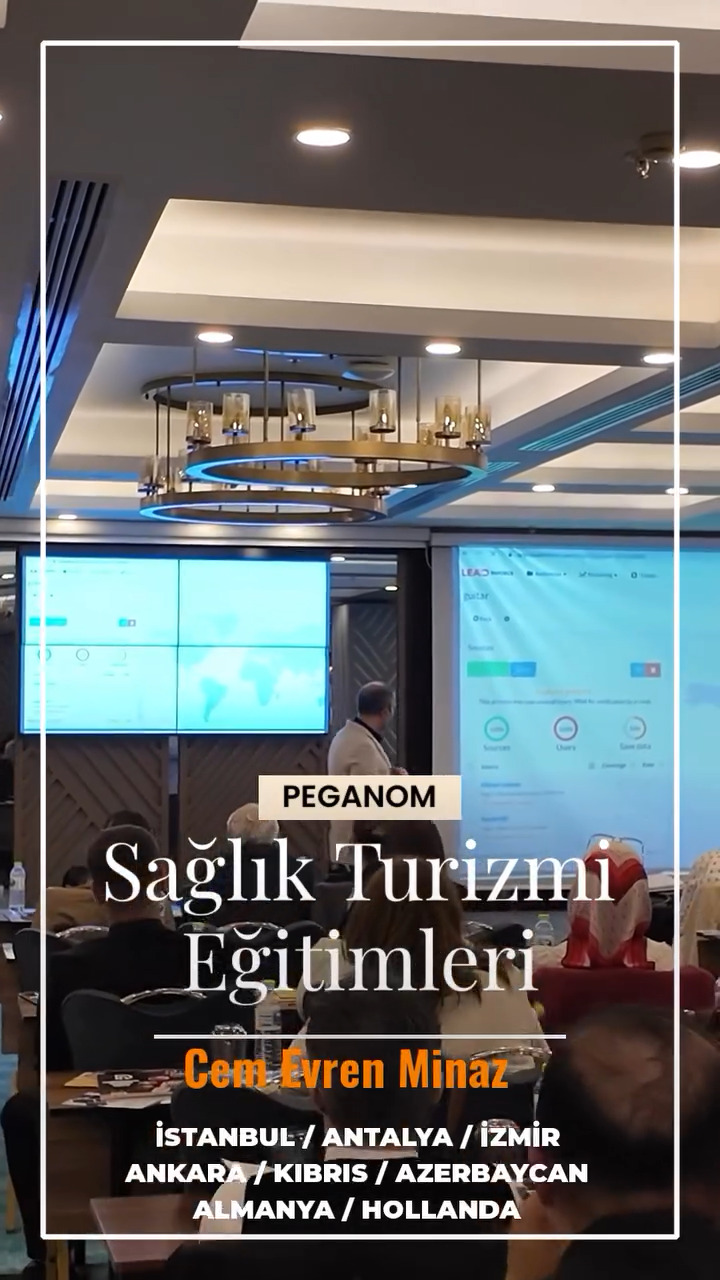 👉 Peganom Sağlık Turizmi Eğitimleri
✅ İstanbul / Antalya / izmir
✅ Ankara / Kıbrıs / Azerbaycan
✅ Almanya / Hollanda
👉 PEGANOM | Sağlık Turizmi Ajansı
✅ https://peganom.com/
👉 Acente, Hastane, Kliniklere Özel
✅ SAĞLIK TURİZMİ GLOBAL DİJİTAL PAZARLAMA
✅ SAĞLIK TURİZMİ İLERİ SEVİYE SATIŞ UZMANLIĞI EĞİTİMİ

👉 Youtube Kanalımız:
https://www.youtube.com/cemevrenminaz

👉 Web Sitemiz:
https://peganom.com
👉 İletişim: Telefon & Whatsapp: 0536 525 84 65
👉 Sosyal Medya Hesaplarımız:
✅ https://www.instagram.com/peganomajans
✅ https://www.facebook.com/peganom
✅ https://www.instagram.com/cemevrenminazofficial/
✅ https://www.facebook.com/cemevrenminaz

#healthtourism #healthtourismturkey